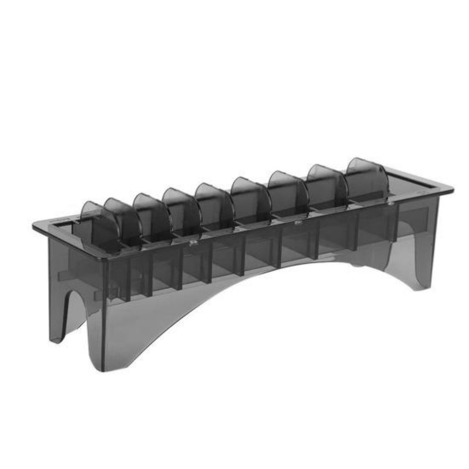 10-slot plastic clipper guard holder for hair tools, black organizer compatible with most clipper sizes