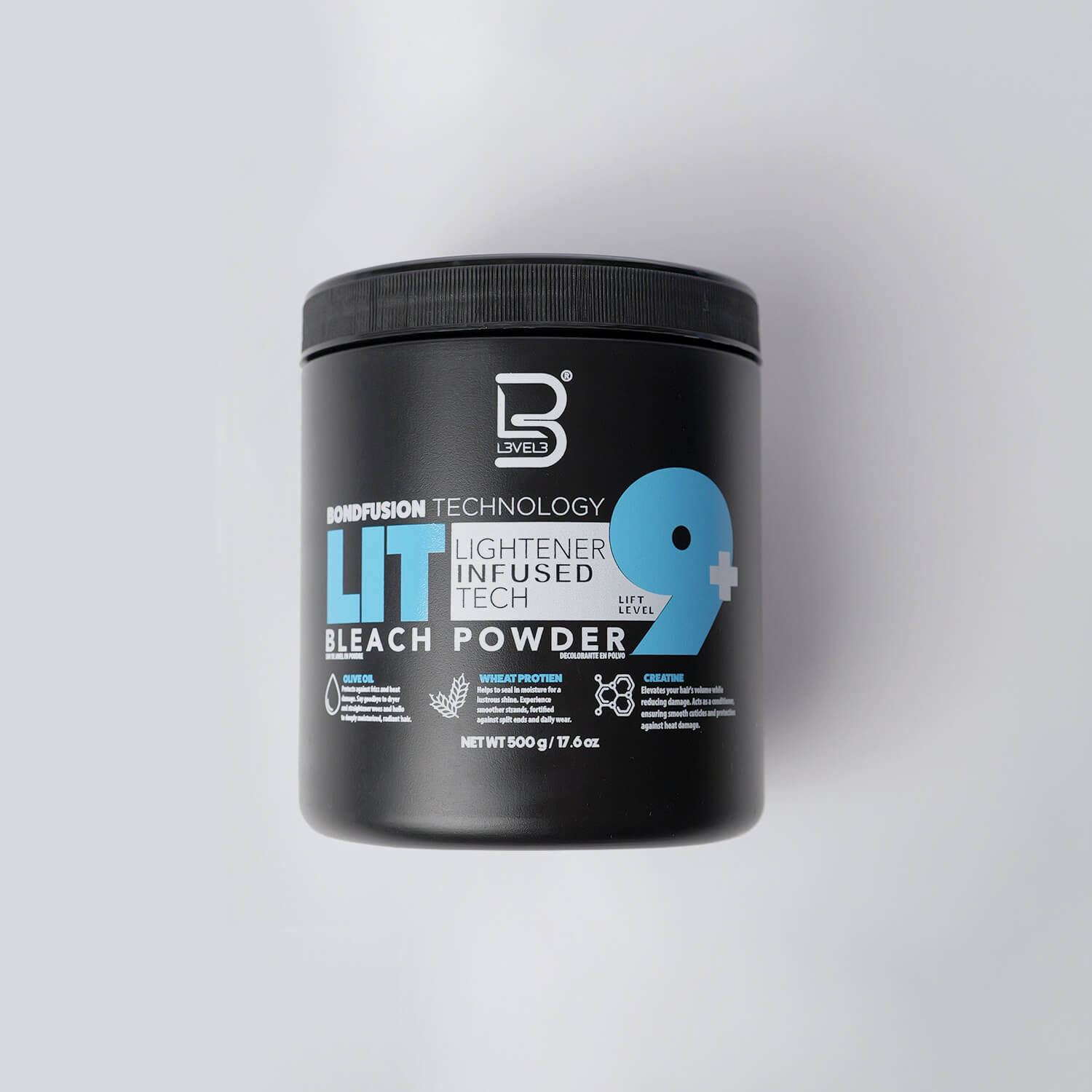 L3VEL3 Lit Hair Bleach Powder Level 9+ Hair Lightener 17.6 oz/500g