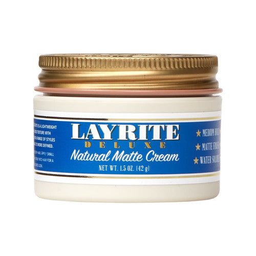 Layrite Deluxe Natural Matte Cream – Lightweight Medium Hold (1.5oz)