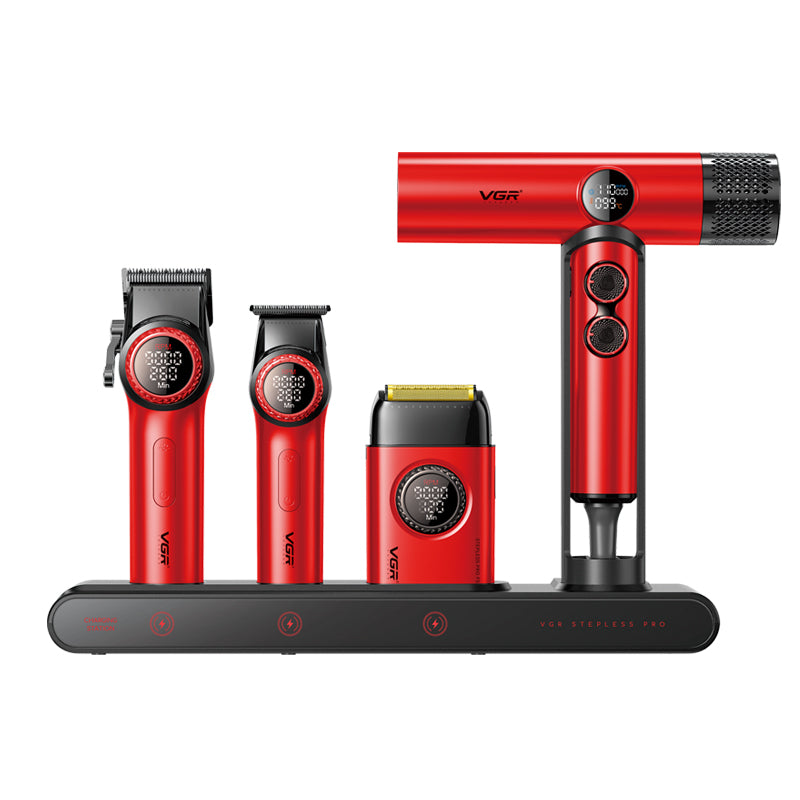 VGR Red Edition 4-in-1 Grooming Kit – Hair Trimmer, Clipper, Shaver & Dryer