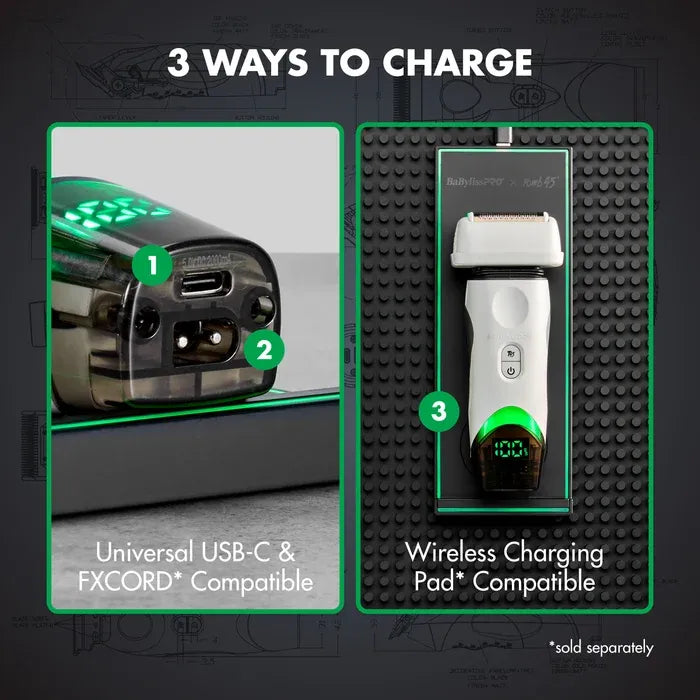 BaBylissPRO x Tomb45 Limited Edition Wireless Charging Double Foil Shaver - White (FXT45FSTW)