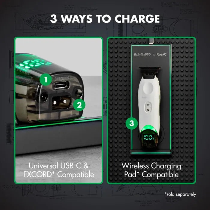 BaBylissPRO x Tomb45 Limited Edition Wireless Charging Trimmer - White