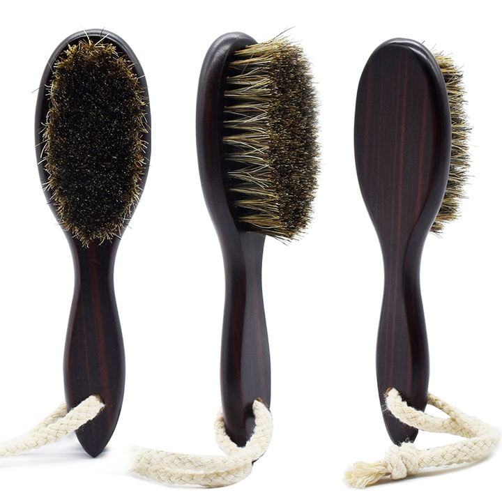 Bilateral Hair Barber Brush - Wood Handle, Nylon Bristles
