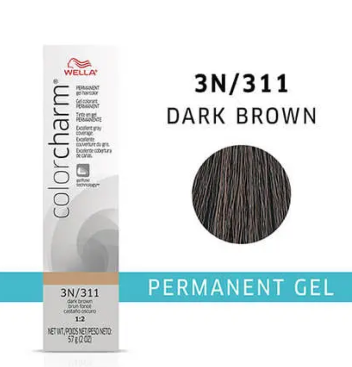 Wella Color Charm Permanent Gel 3N/311 Dark Brown – professional permanent hair color for rich, long-lasting dark brown shades and full gray coverage