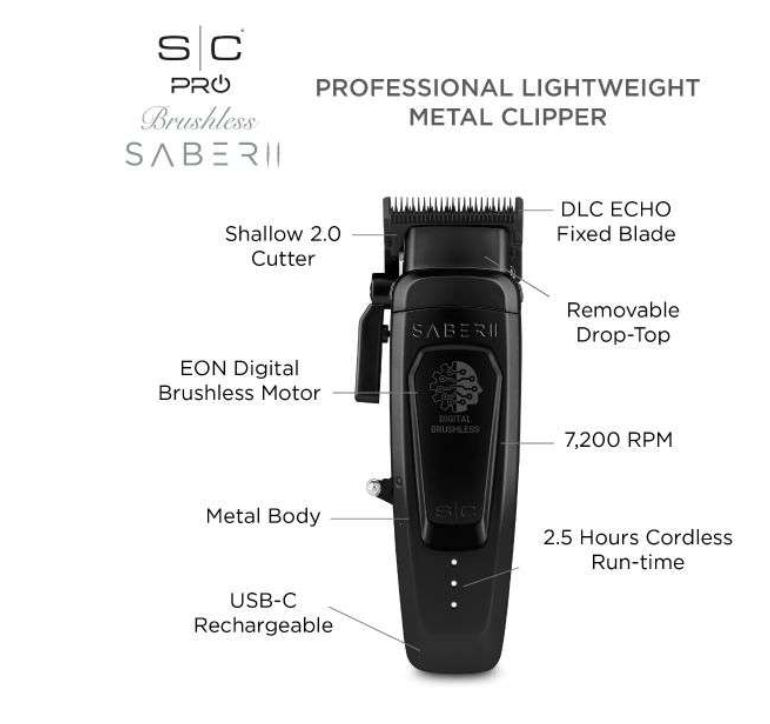 StyleCraft Saber 2 Hair Clipper in Black
