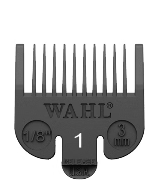 Wahl Professional #1 Clipper Guide Comb with a 1/8 inch (3mm) cutting length, compatible with full-size Wahl clippers.