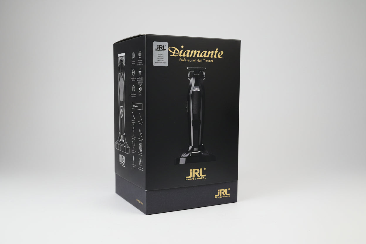 JRL Diamante professional hair trimmer packaging on a white background