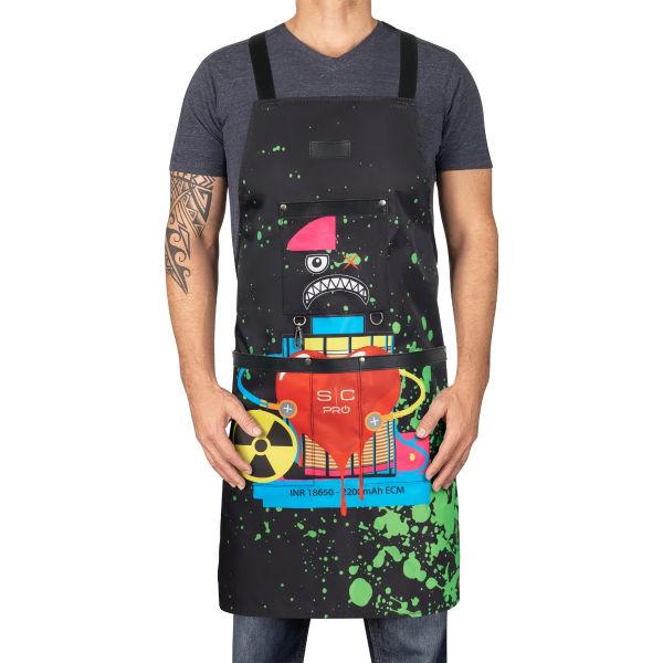 Style craft Water-Repellent Barber/Salon Apron with Adjustable Straps in Radioactive Black