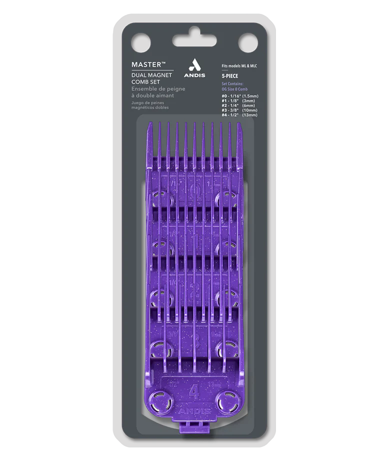 Andis 560997 OG Master Dual Magnet Clipper Guard Set - 5-Pack, Purple