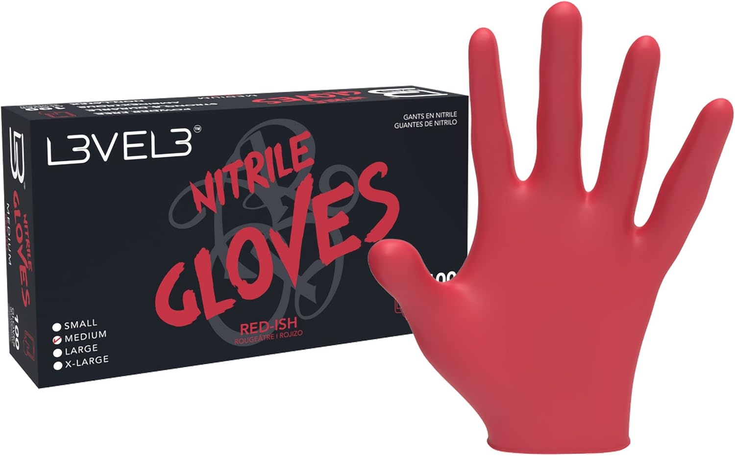 Level3 Gloves  Red-Ish - 100 Gloves - Beauty World Plus