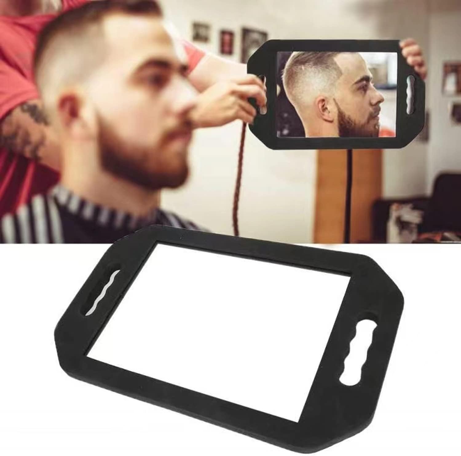 Professional Large Hand Mirror – Foam, Shatterproof, Dual Handle Grip