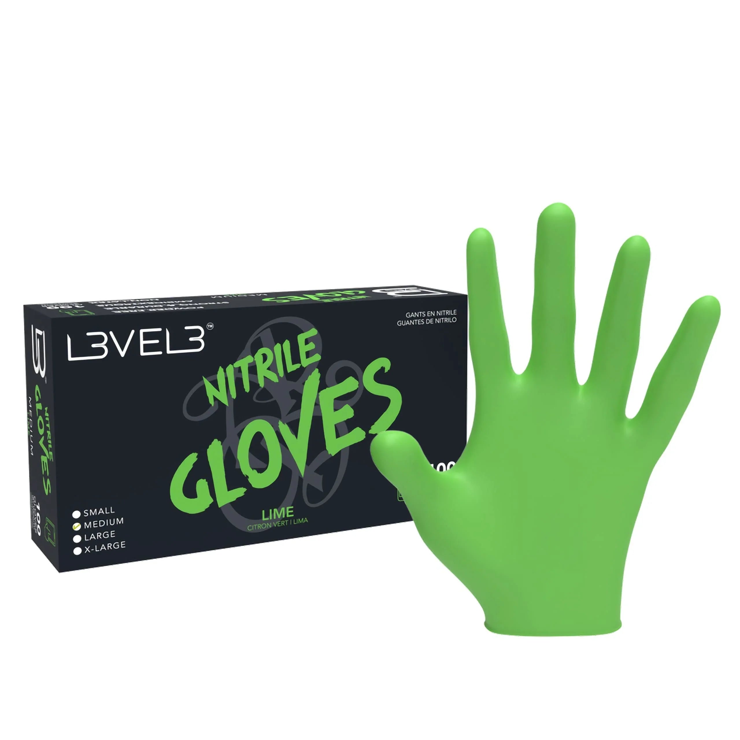 L3VEL3 Professional Nitrile Gloves Lime- 100 Gloves