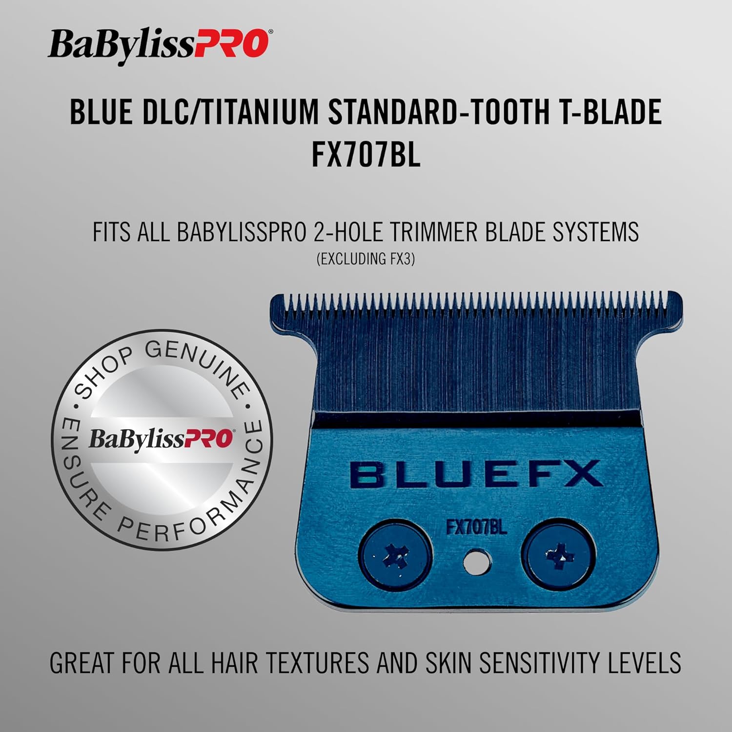 BaBylissPRO Blue DLC/Titanium Standard Tooth T-Blade – FX707BL