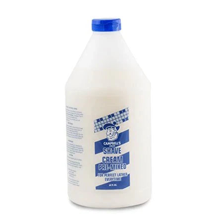 Campbell’s pre-mixed liquid shave cream half gallon 64 oz bottle for professional barbers