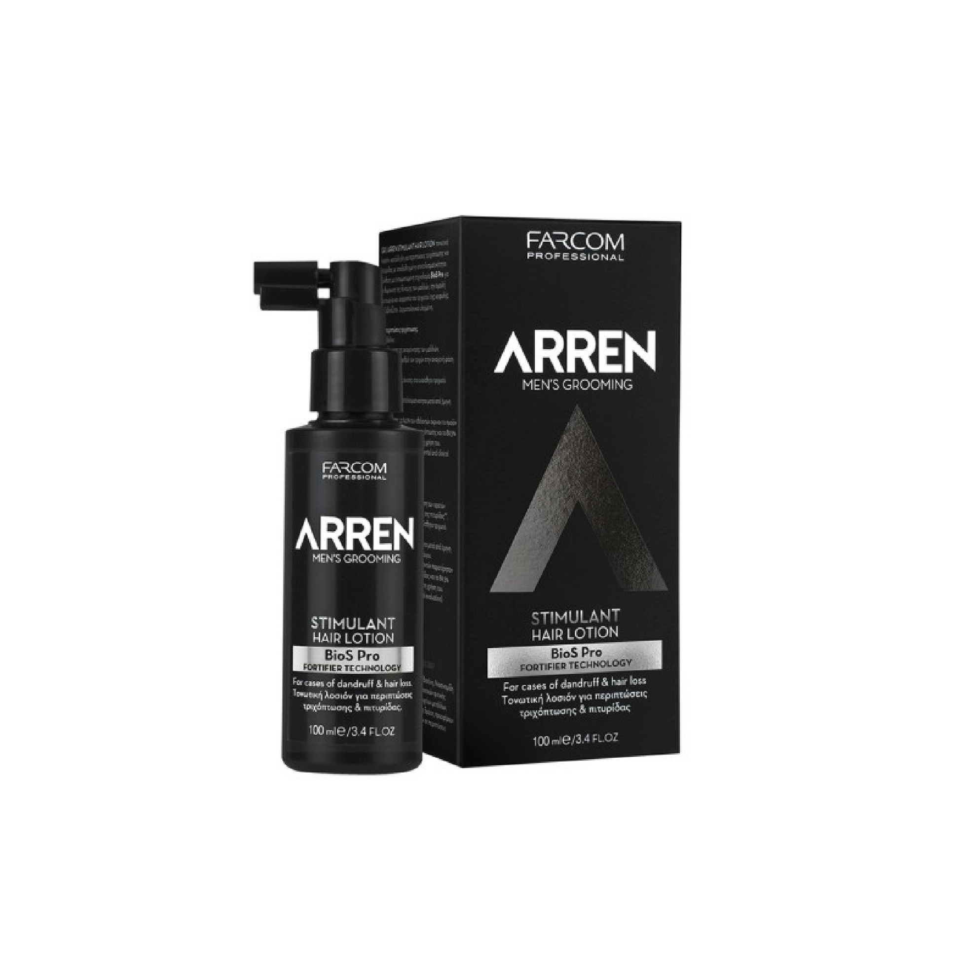 ARREN Stimulant Hair Lotion 100ml – enriched with BioS Pro Fortifier Technology, targeted treatment for dandruff and hair loss, strengthening roots and revitalizing scalp health