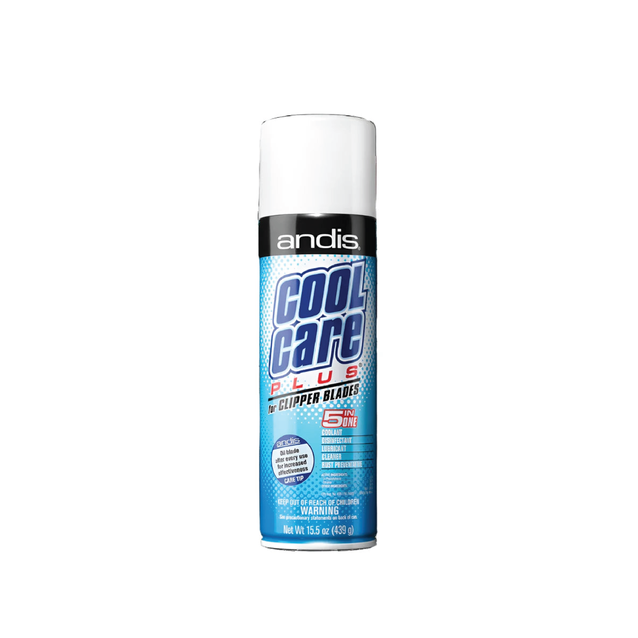 Andis Cool Care Plus – 15.5 oz spray can for cleaning, cooling, lubricating, disinfecting, and preventing rust on clipper blades