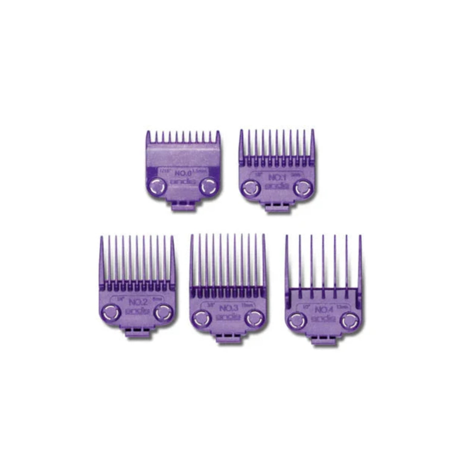 Andis Master Dual Magnet Small 5-Comb Set with five short-length clipper guard attachments