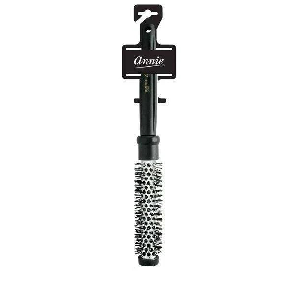 Annie Hairbrush with bristle head and black handle on a white background.