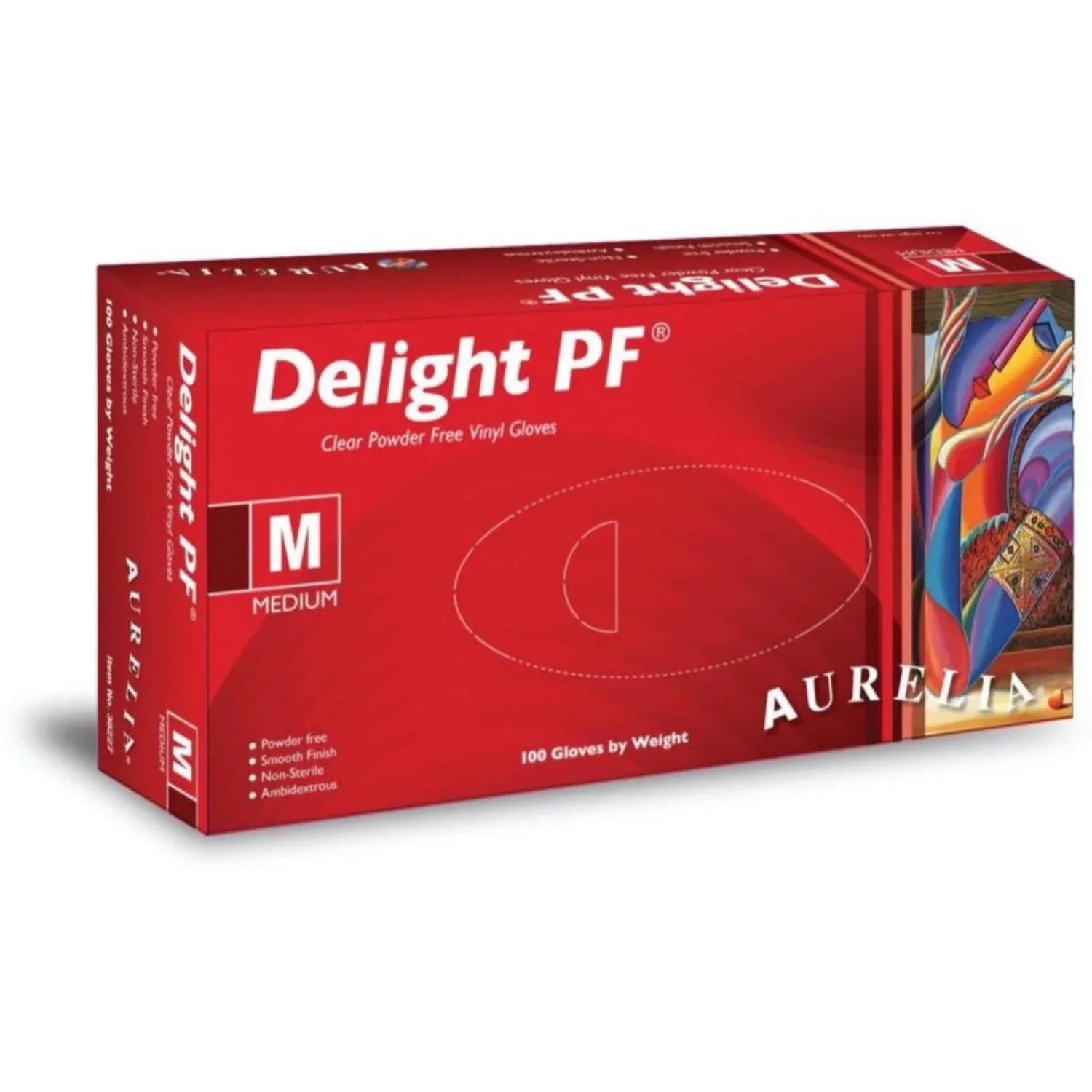 Aurelia Delight medium disposable white vinyl powder-free hair colouring gloves box containing 100 gloves