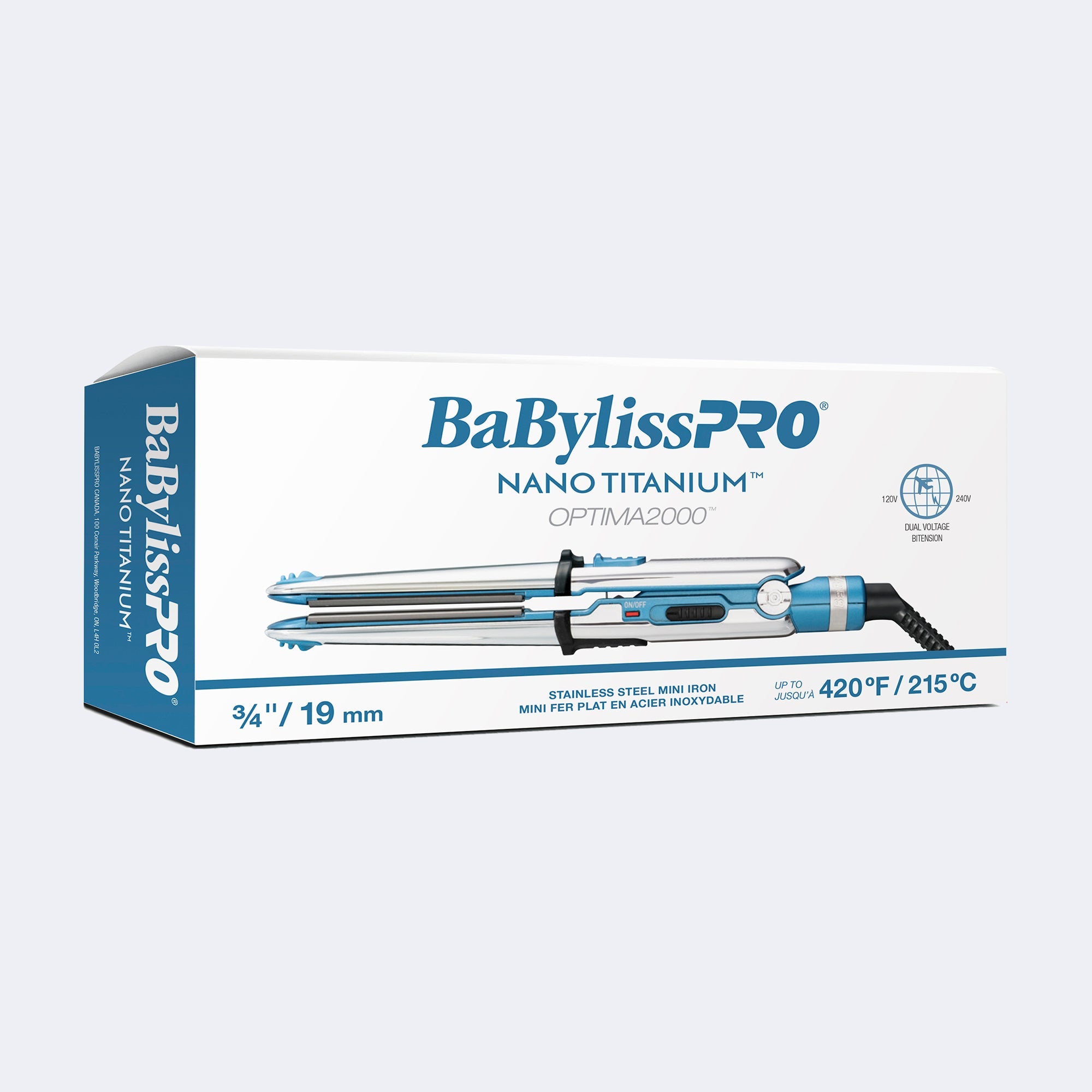 BaBylissPRO Nano Titanium™ Optima ¾″ Stainless‑Steel Mini Flat Iron