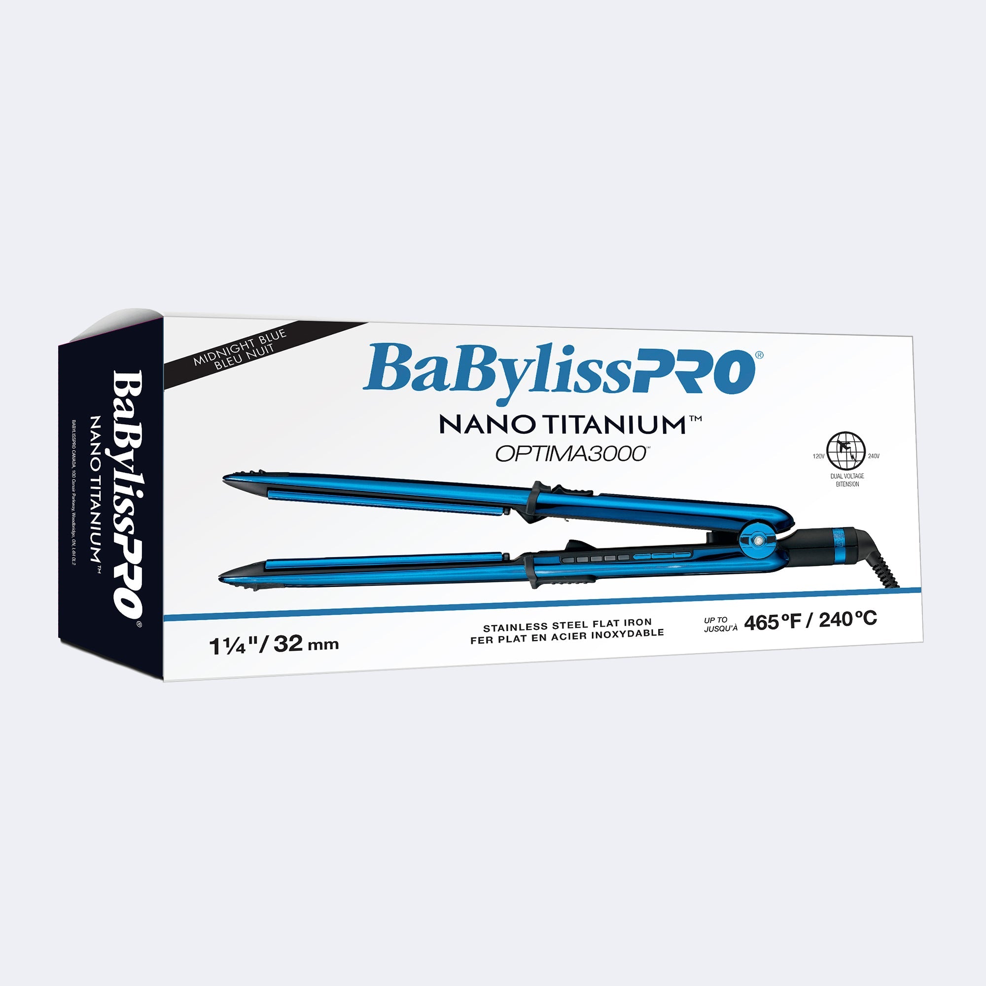 BaBylissPRO Nano Titanium Optima 1-1/4” Stainless Steel Flat Iron – Midnight Blue