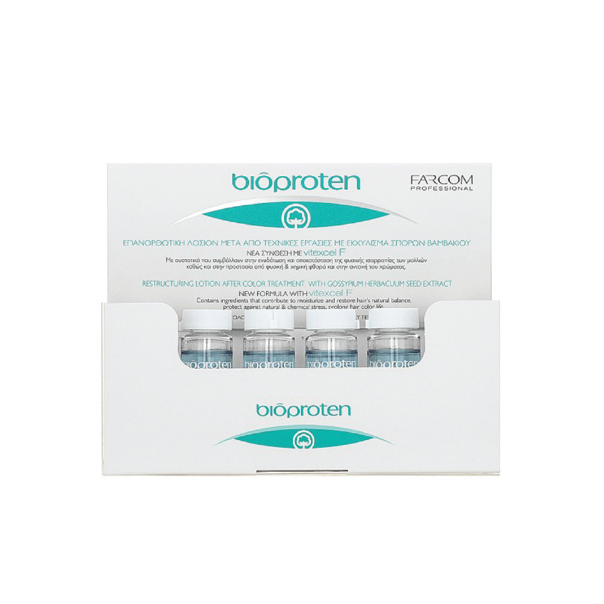 BIOPROTEN Restructuring Lotion 12x10ml – intensive treatment for chemically treated hair, restoring strength, softness, and healthy structure.