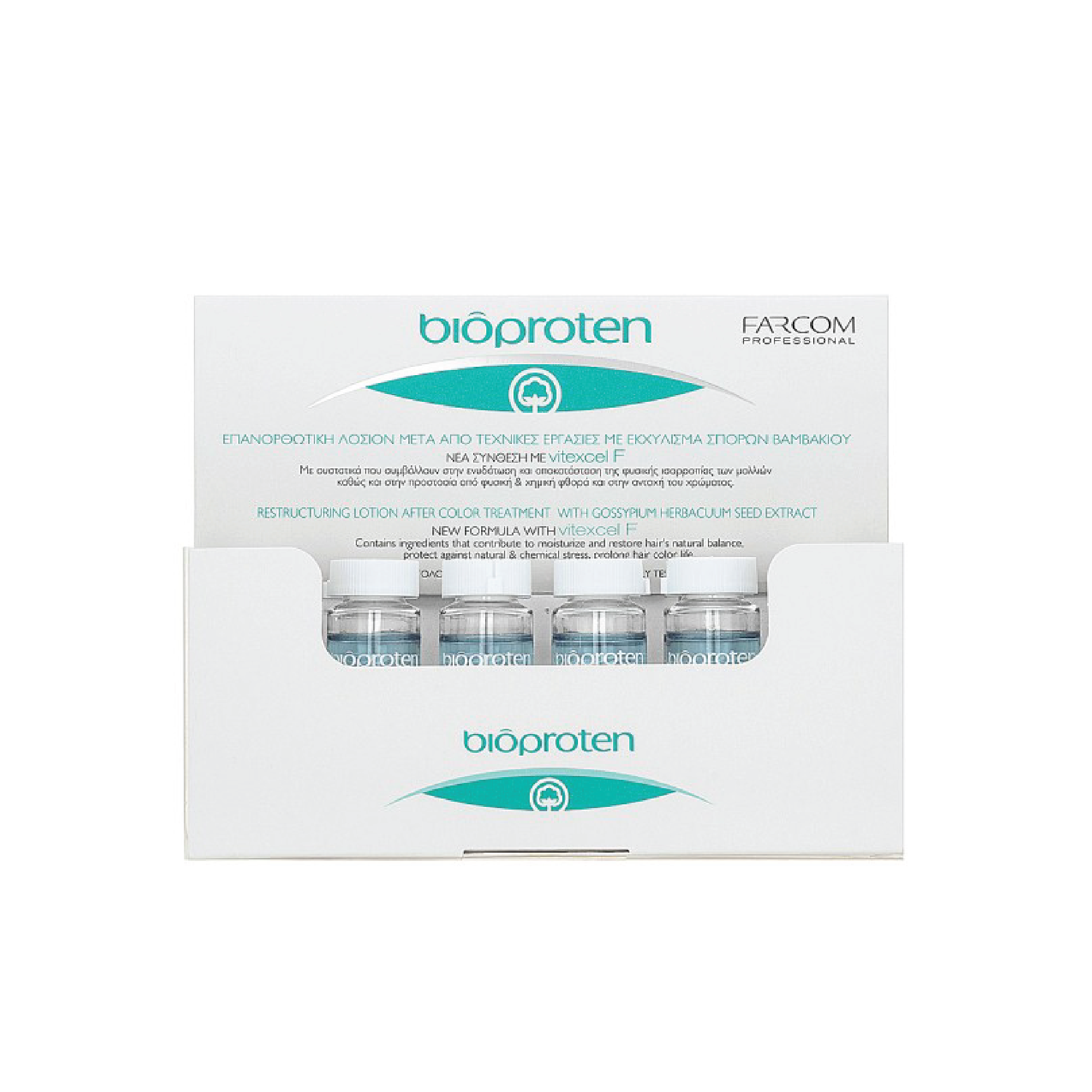 BIOPROTEN Restructuring Lotion 12x10ml – intensive treatment for chemically treated hair, restoring strength, softness, and healthy structure.