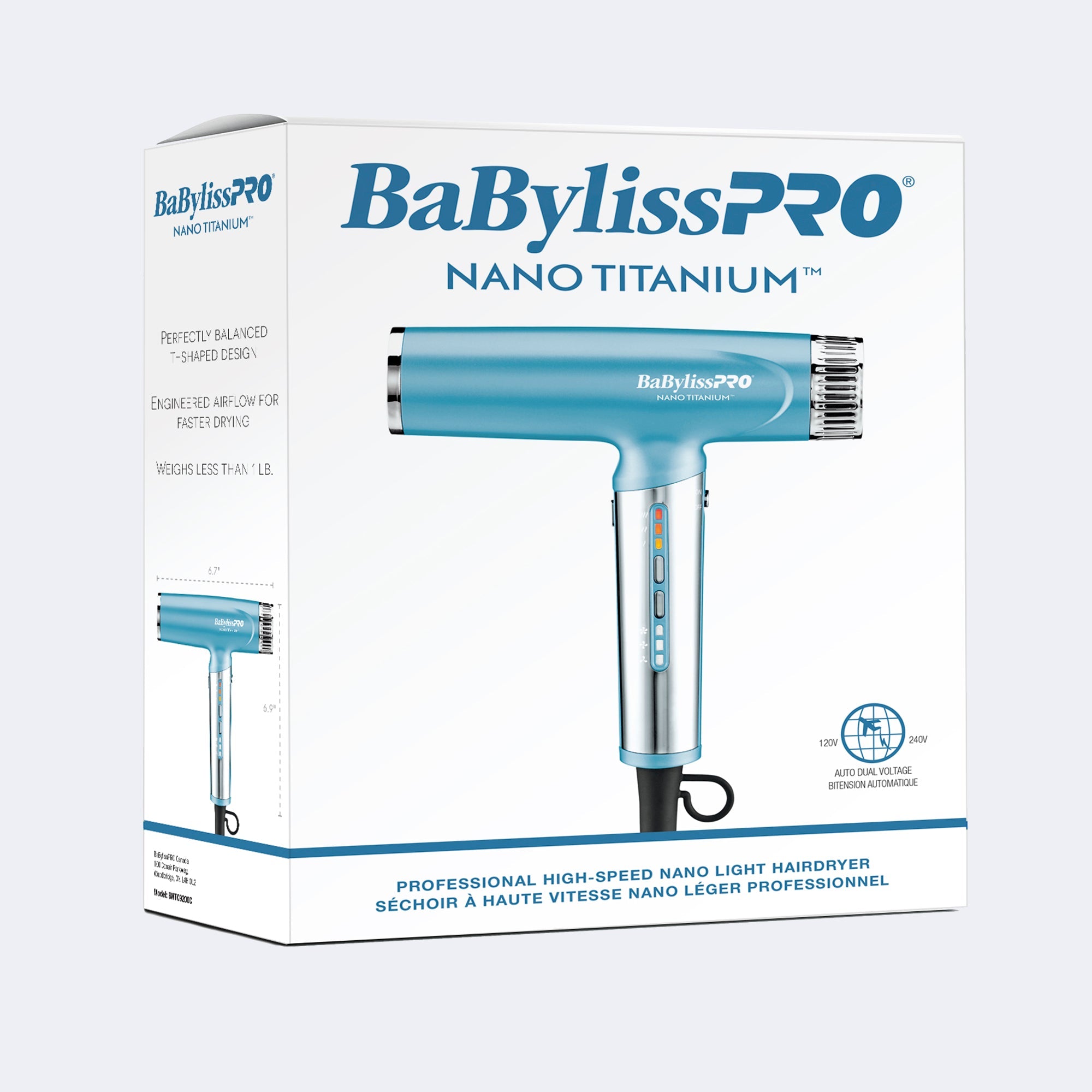 BaBylissPRO Nano Titanium High-Speed Nano Light Hairdryer (Blue)