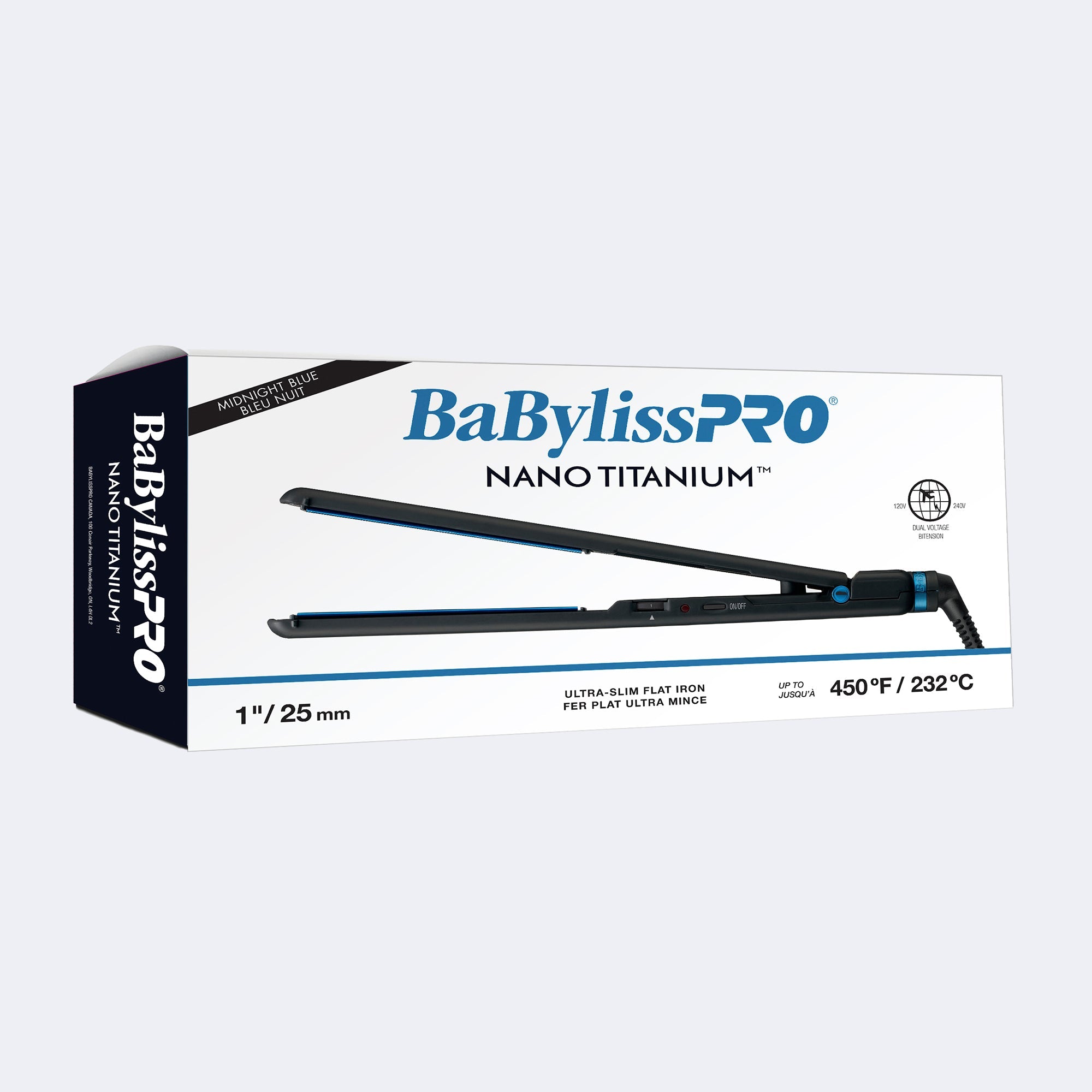BaBylissPRO Nano Titanium 1" Ultra Slim Flat Iron - Midnight Blue