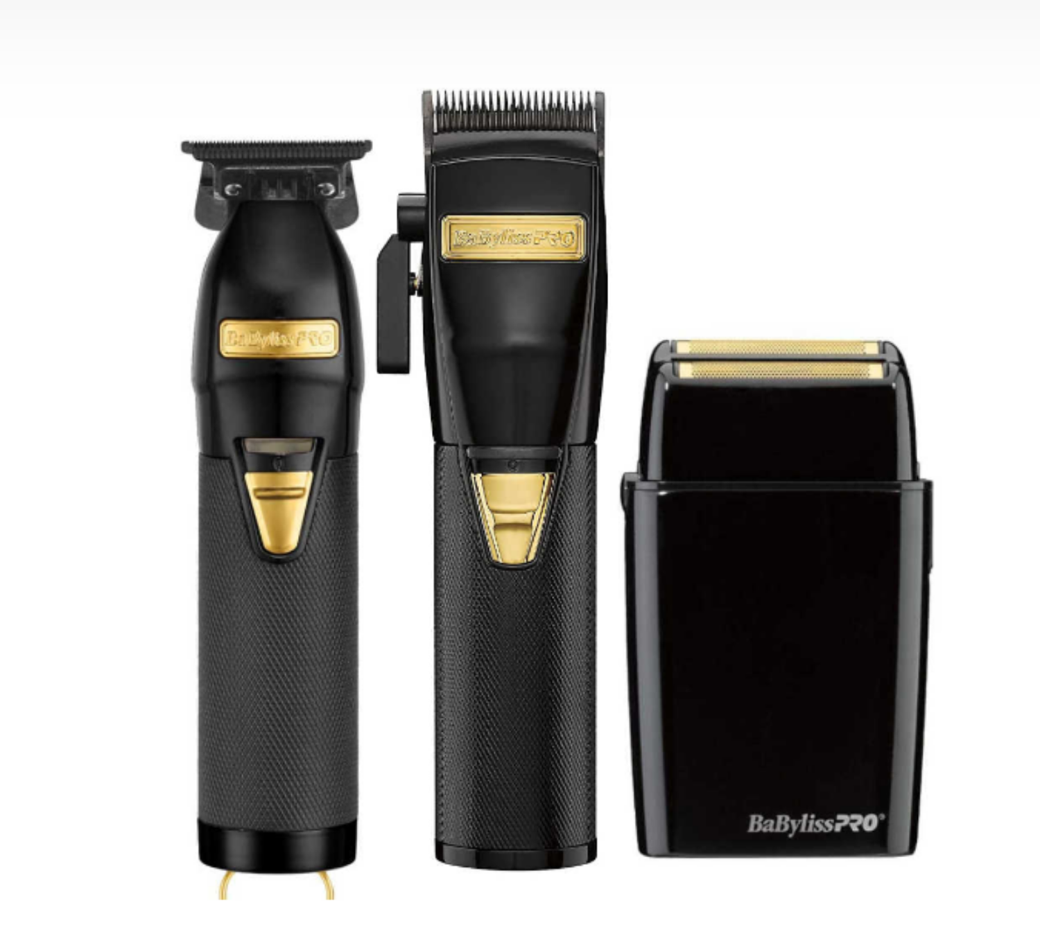 BaBylissPRO BlackFX Barber Combo Set – Hair Clipper, Skeleton Trimmer, and Foil Shaver in sleek black finish