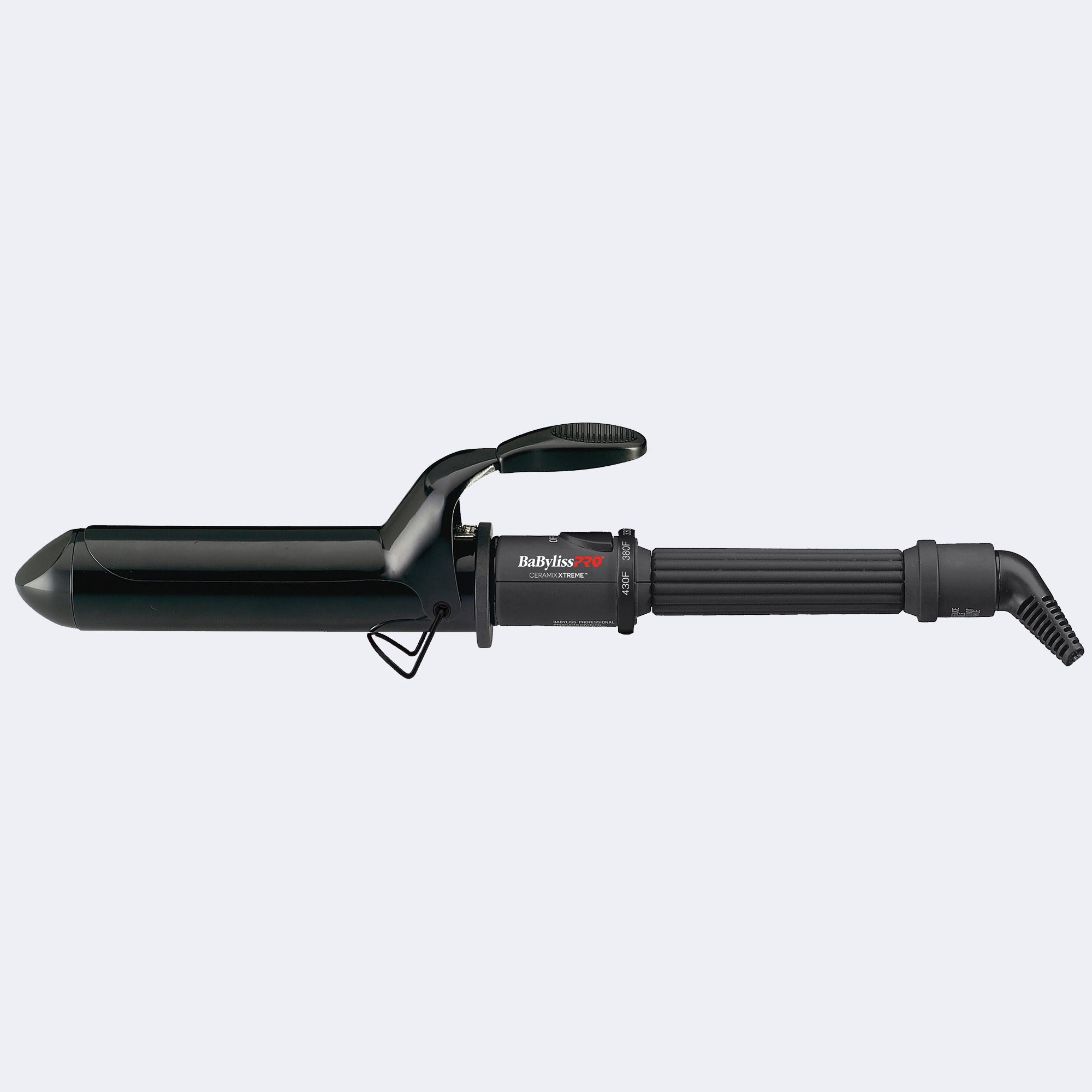 “BaBylissPRO Ceramix Xtreme 1½‑inch porcelain‑ceramic curling iron with spring handle, cool tip, and black ceramic barrel”