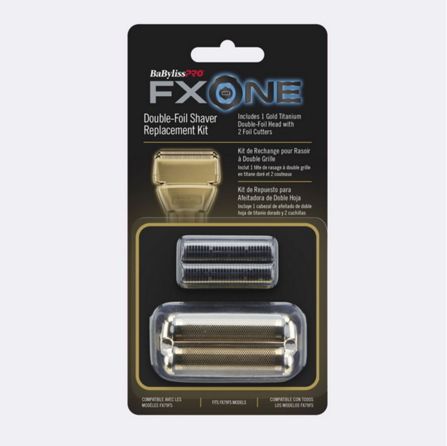 BaBylissPRO FXONE Replacement Foils & Cutters in gold color – includes two gold foils and matching precision cutters