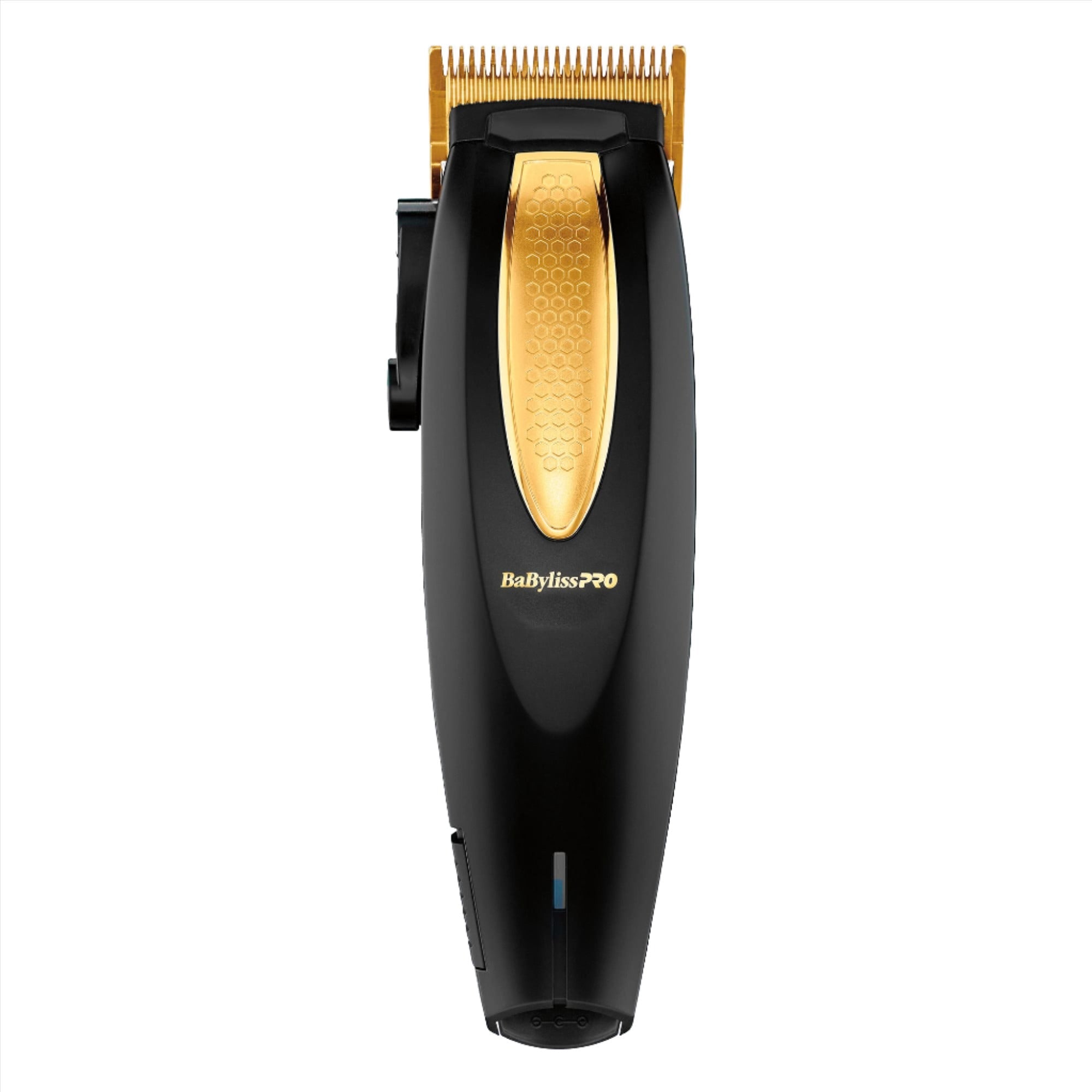 BaBylissPRO LITHIUMFX FX673N Cord/Cordless Professional Clipper with ergonomic design and premium steel blades – shown with guards and accessories