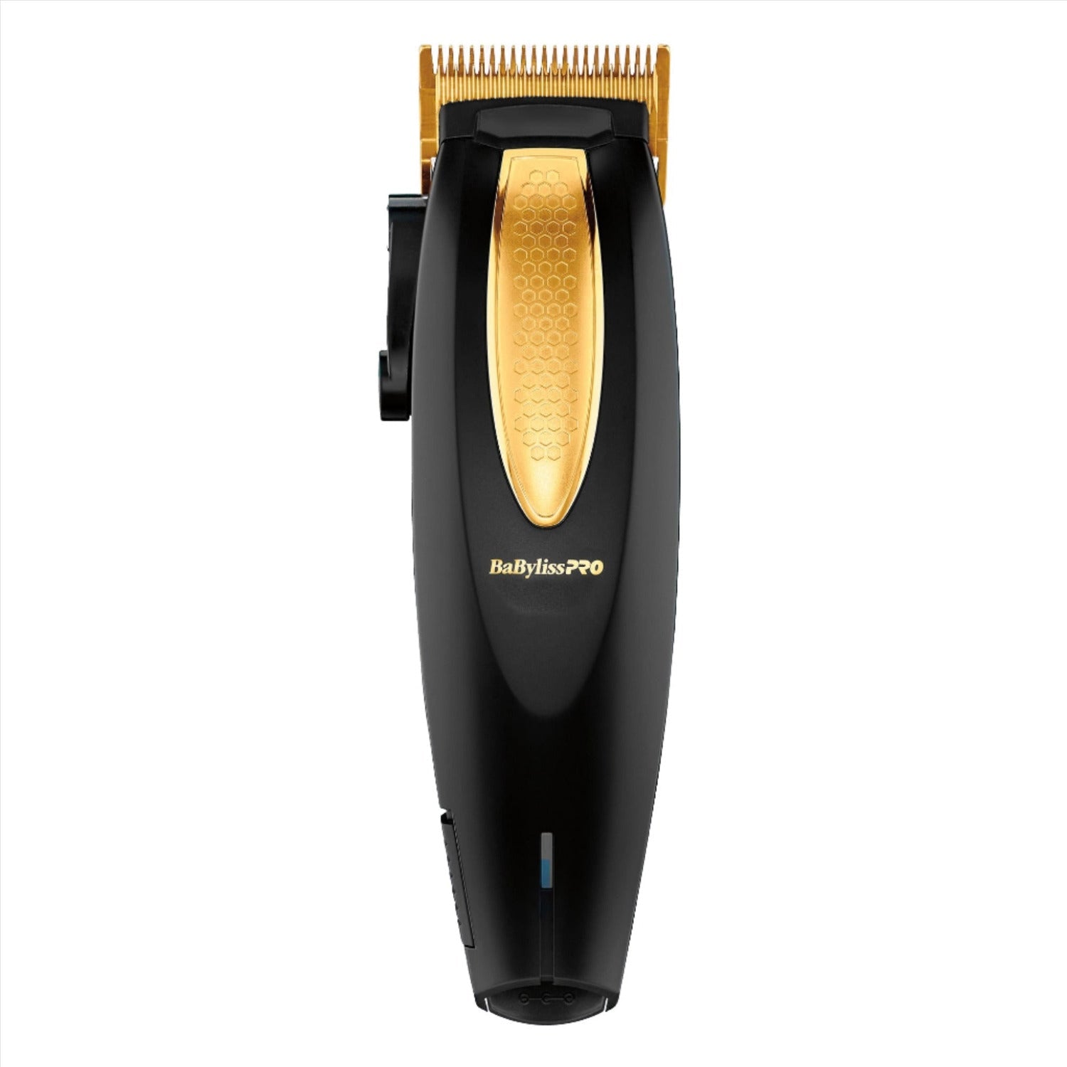 BaBylissPRO LITHIUMFX FX673N Cord/Cordless Professional Clipper with ergonomic design and premium steel blades – shown with guards and accessories