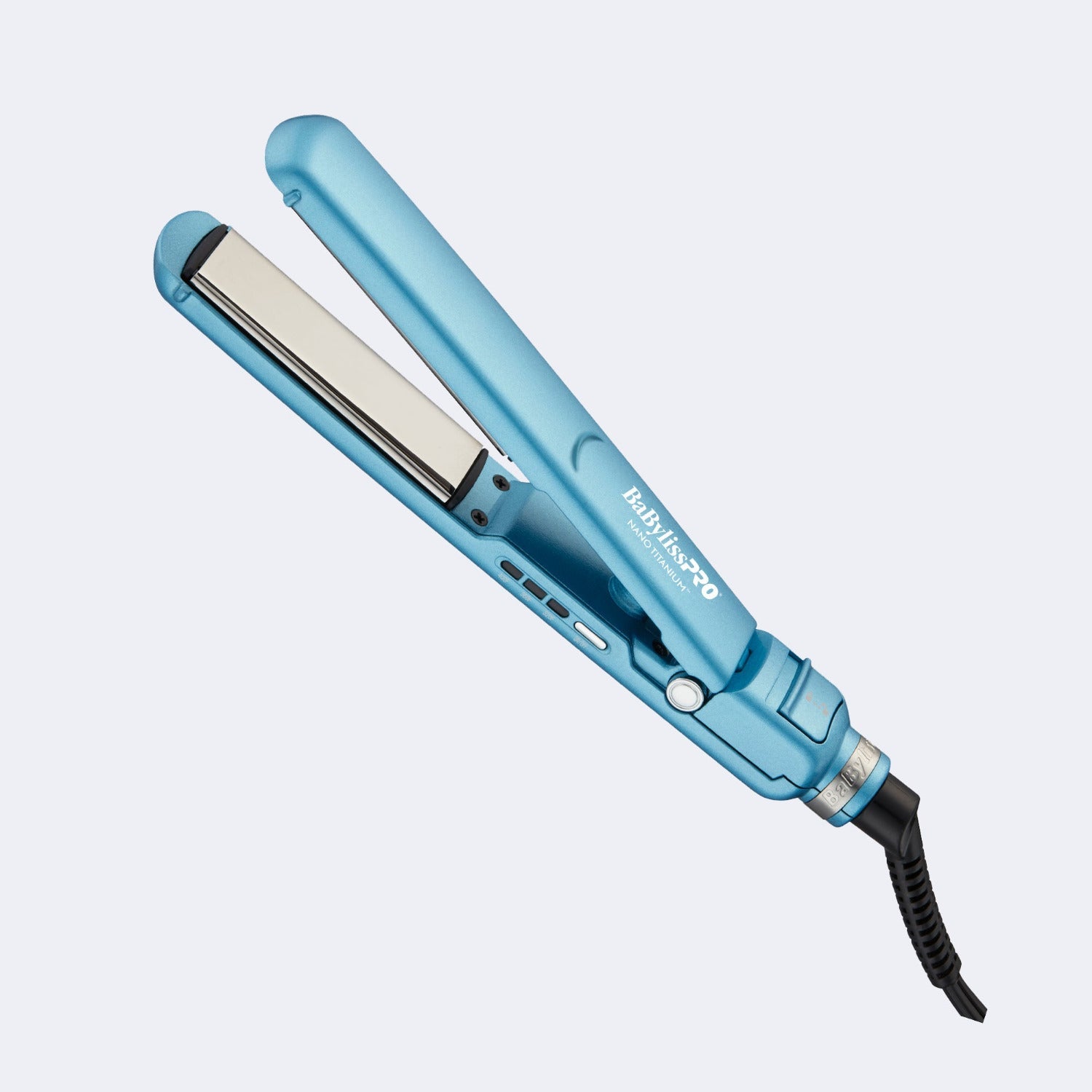 BaBylissPRO Nano Titanium 1‑inch Compact Ultra‑Slim Flat Iron – sleek black slim design with titanium plates and LED heat setting indicators