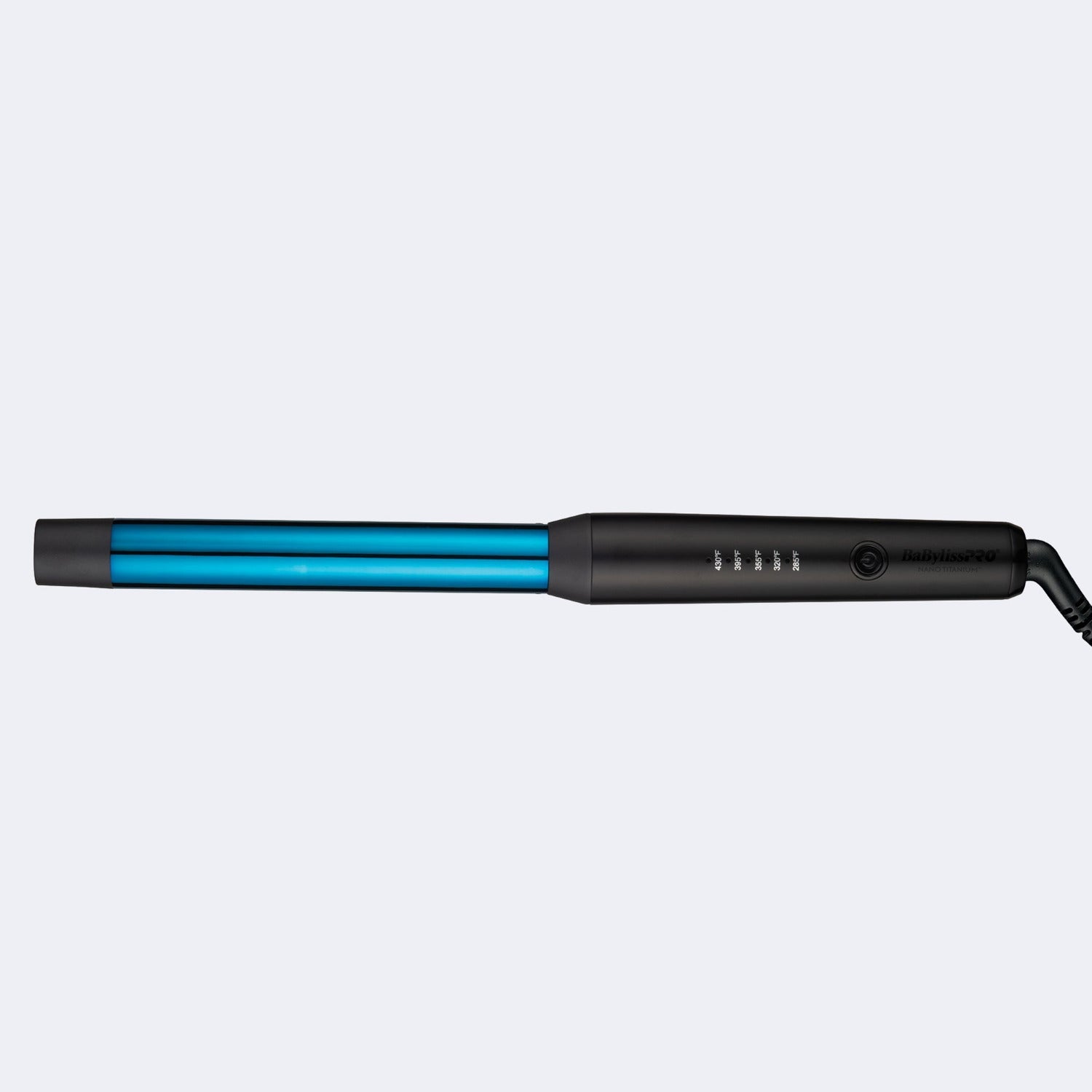  “BaBylissPRO Nano Titanium 1-inch Curling Wand in Midnight Blue, featuring a slim barrel, digital temperature display, cool tip, and swivel cord.”