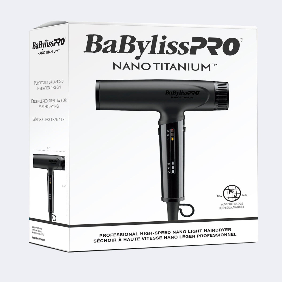 BaBylissPRO Nano Titanium High-Speed Hairdryer (Matte Black)