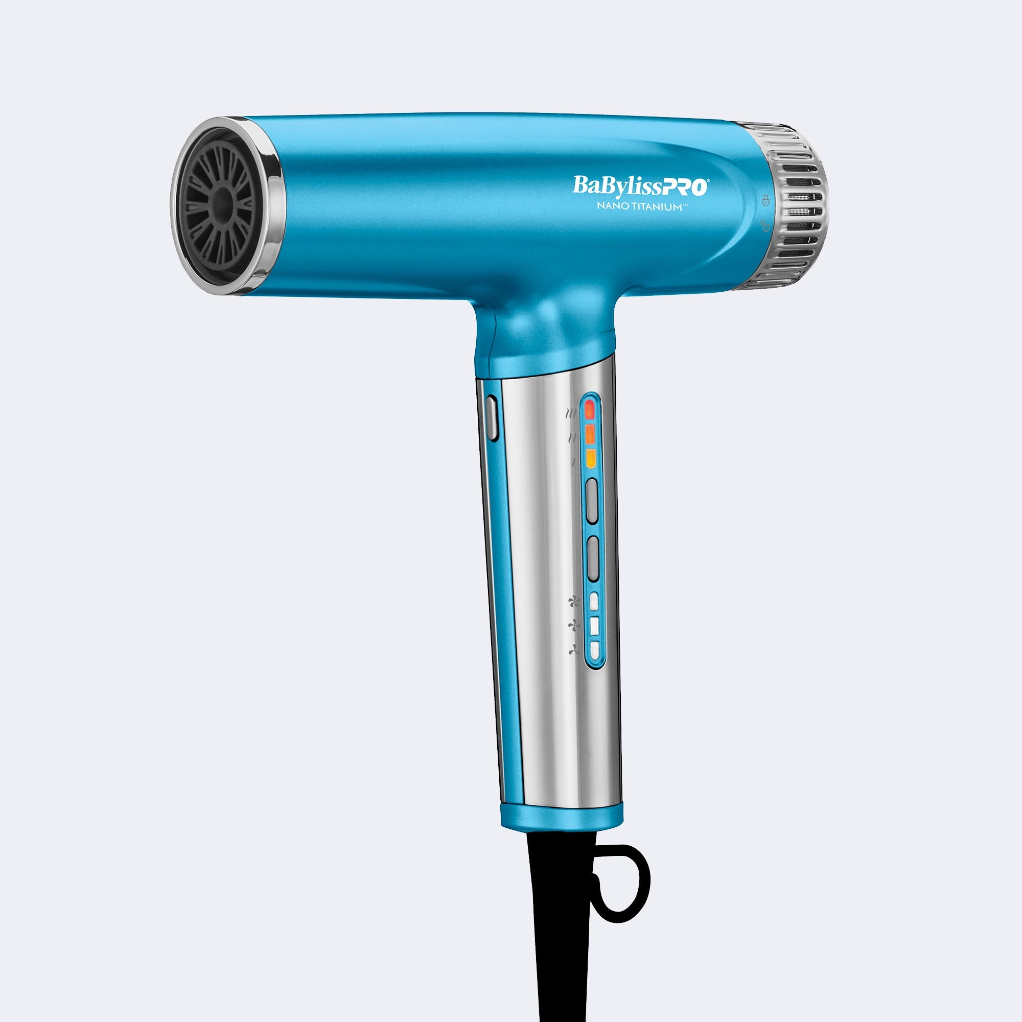  BaBylissPRO Nano Titanium™ High-Speed Nano Light Hairdryer in Blue with a sleek design and ergonomic handle.