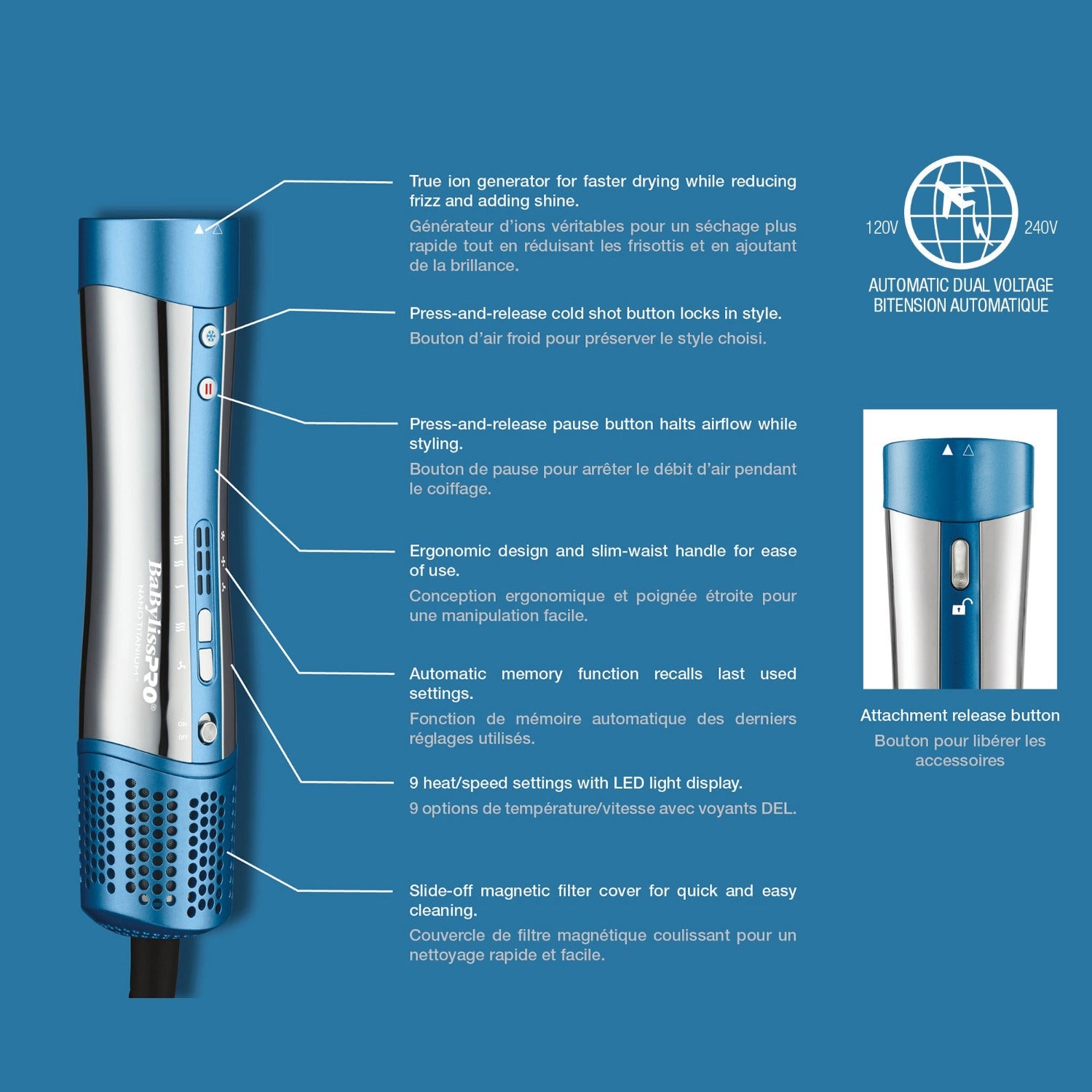 BaBylissPRO Nano Titanium STYLE/SWITCH Ionic Multi-Styler & Dryer