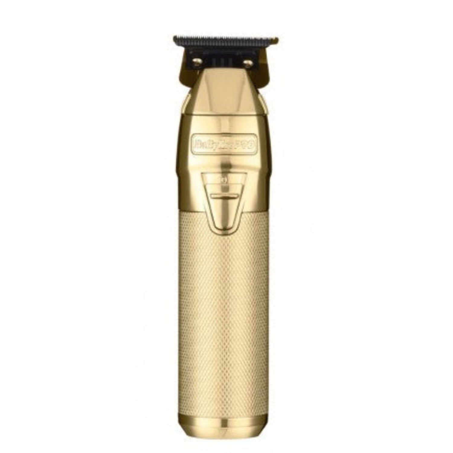 “BabylissPro FXONE GOLDFX cordless trimmer FX799G with gold titanium T‑blade, metal housing, quick‑release battery.”