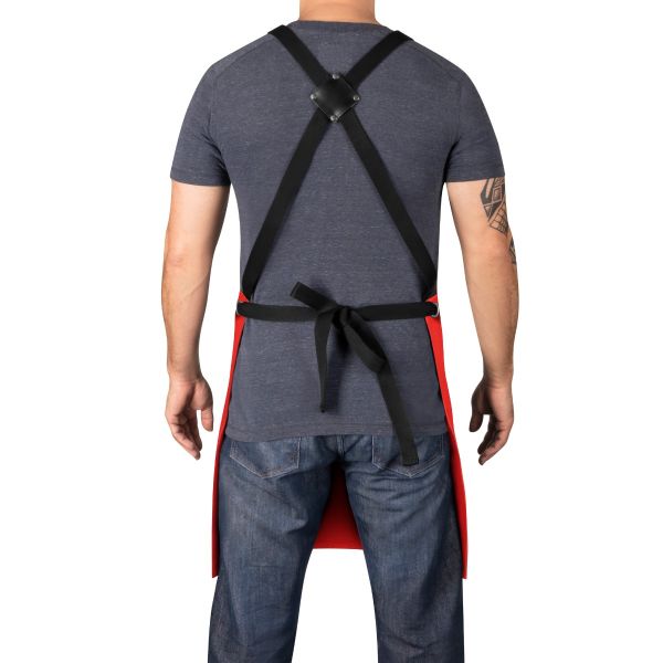 Style craft salon Apron with Crossback Strap in Red/Black Design