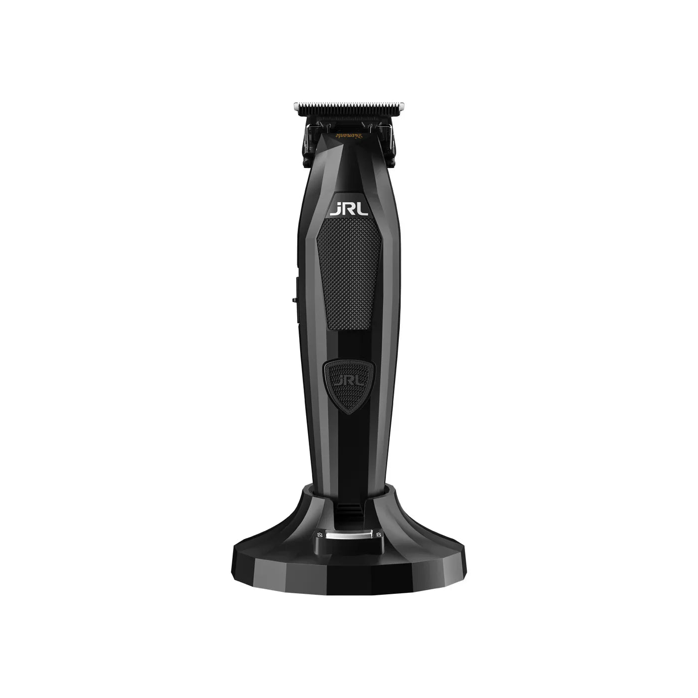 Black hair trimmer with brand logo on a white background