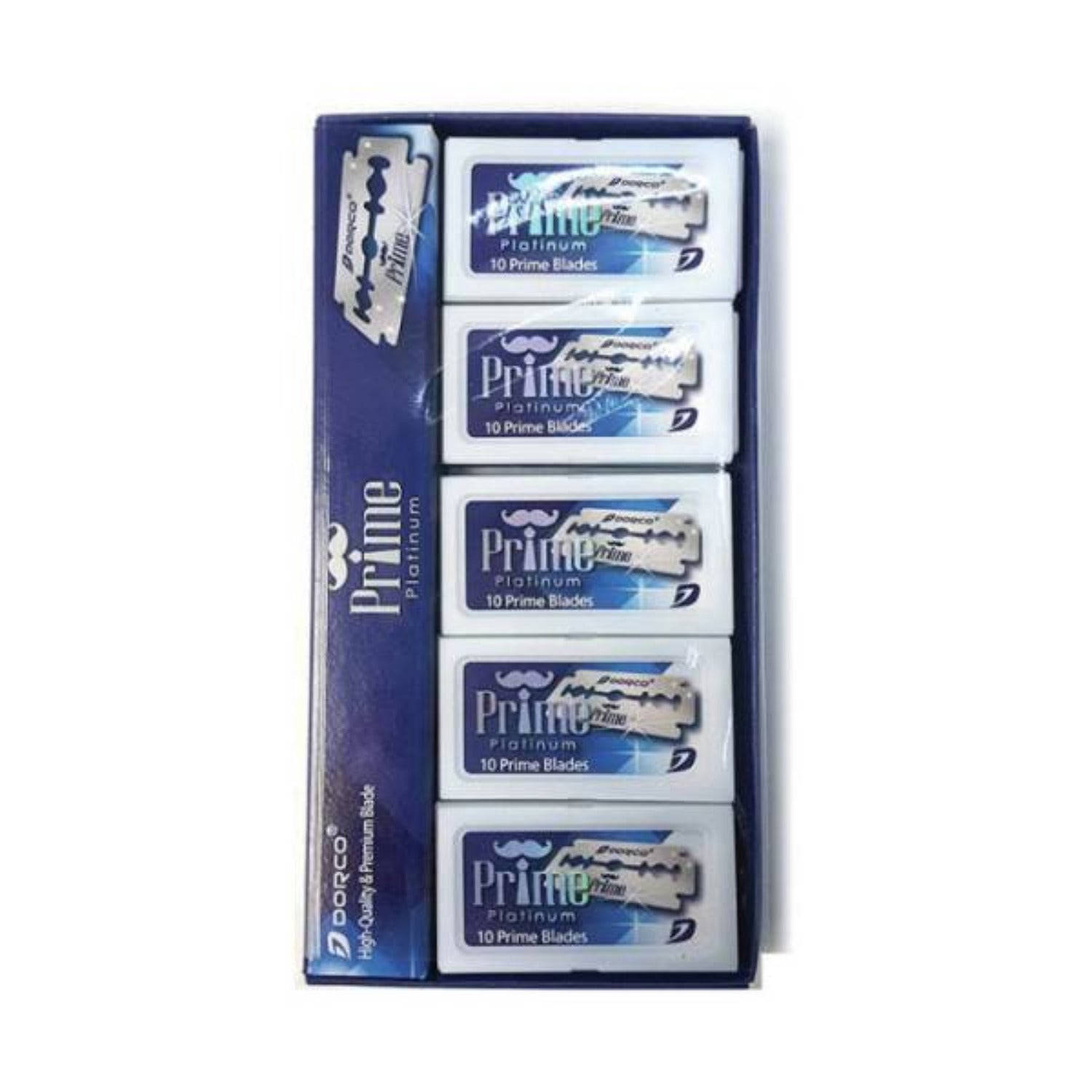 Dorco PRIME Double Edge Razor Blades 100 Count pack with stainless steel blades for double edge safety razors