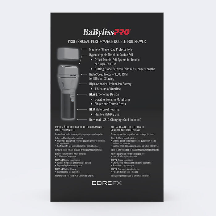 BaBylissPRO COREFX Professional-performance Double-Foil Shaver