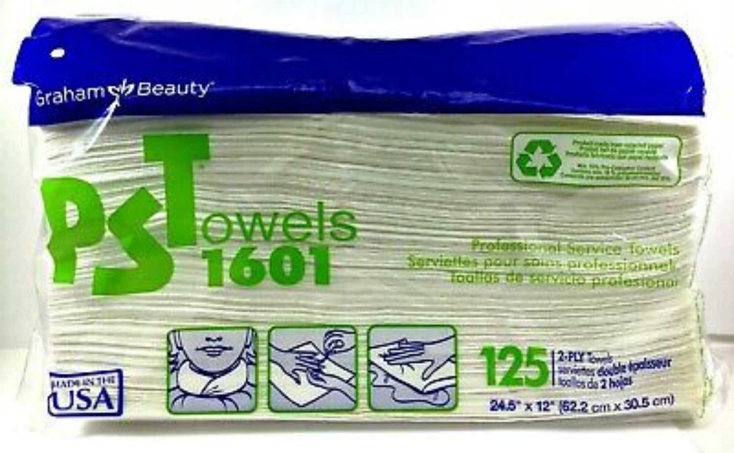GRAHAM Professional PST Towels 1601 2-ply paper towels pack with 125 towels per bag