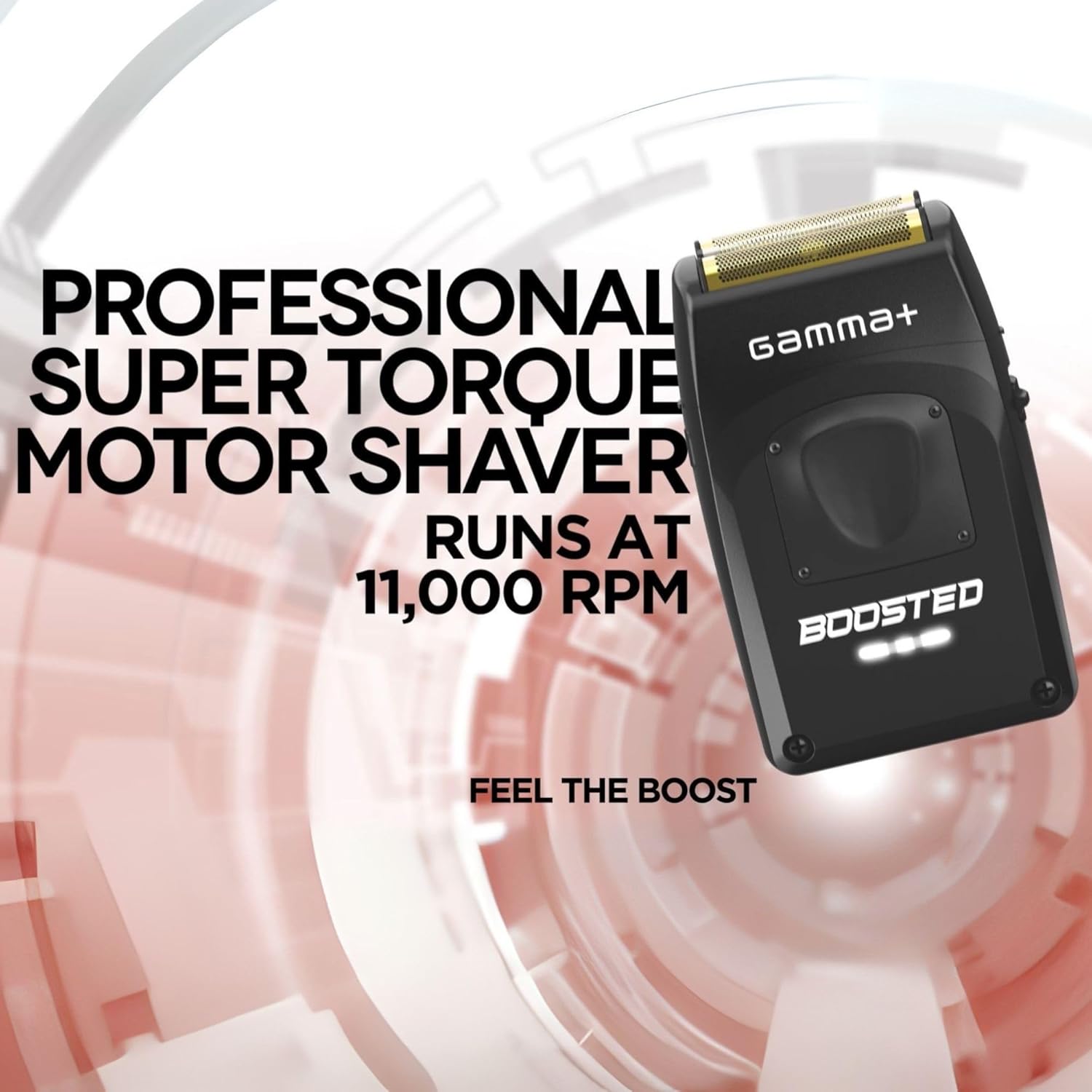 Gamma+ professional super torque motor shaver with text on a white background