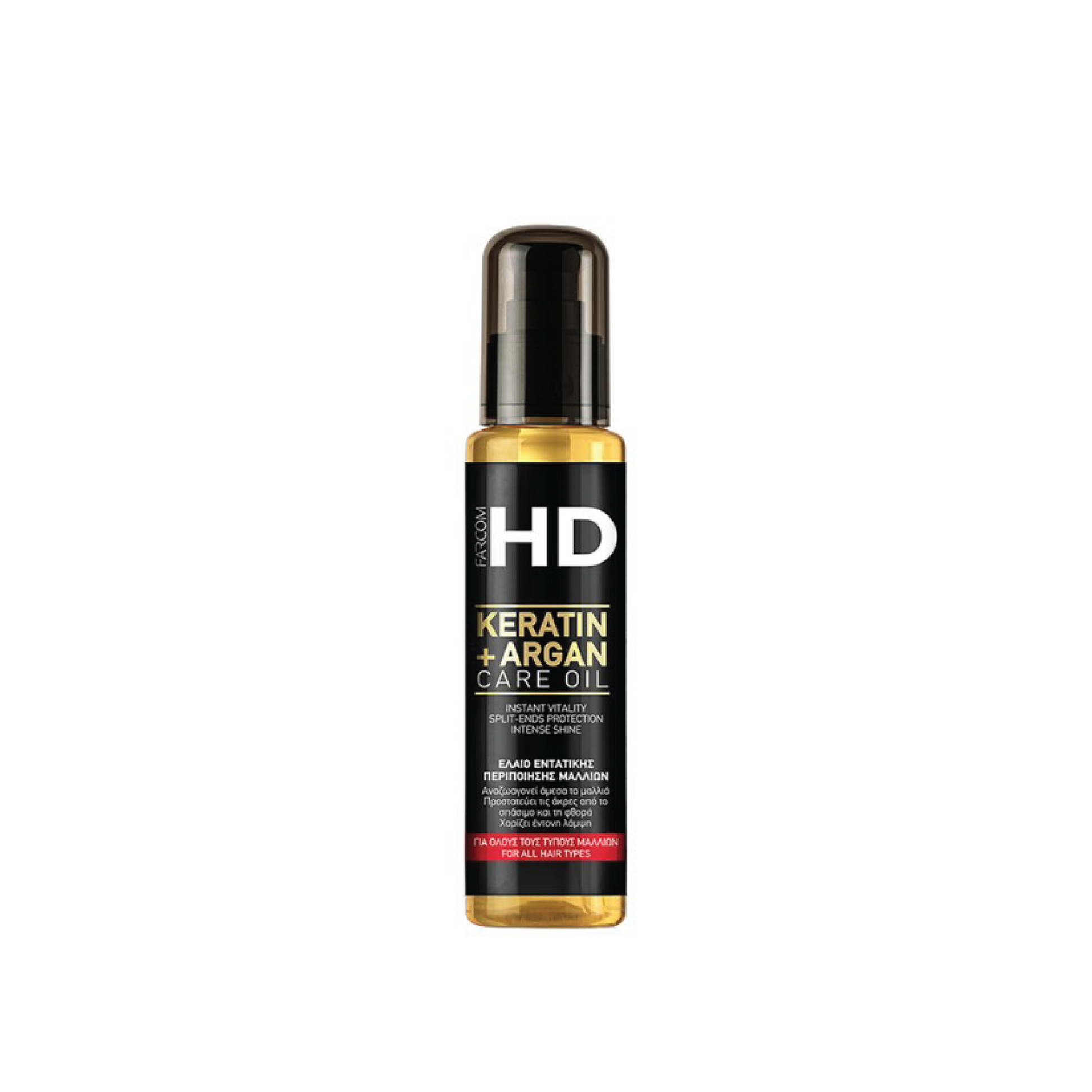 HD Keratin & Argan Oil 100ml | Code: 12121. Nourishing hair treatment for all hair types, enriched with keratin and argan oil to restore strength, add shine, and protect against damage.