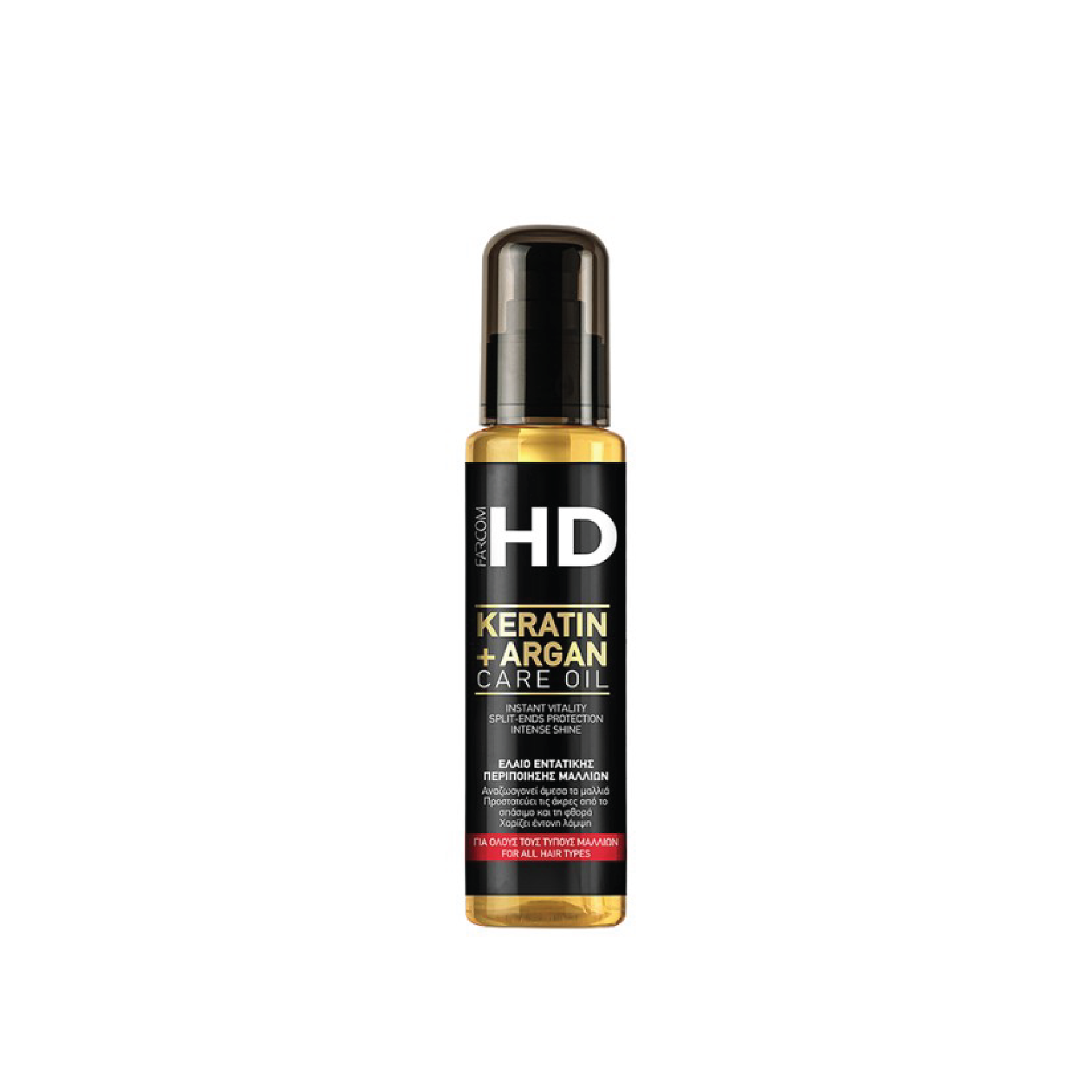 HD Keratin & Argan Oil 100ml | Code: 12121. Nourishing hair treatment for all hair types, enriched with keratin and argan oil to restore strength, add shine, and protect against damage.