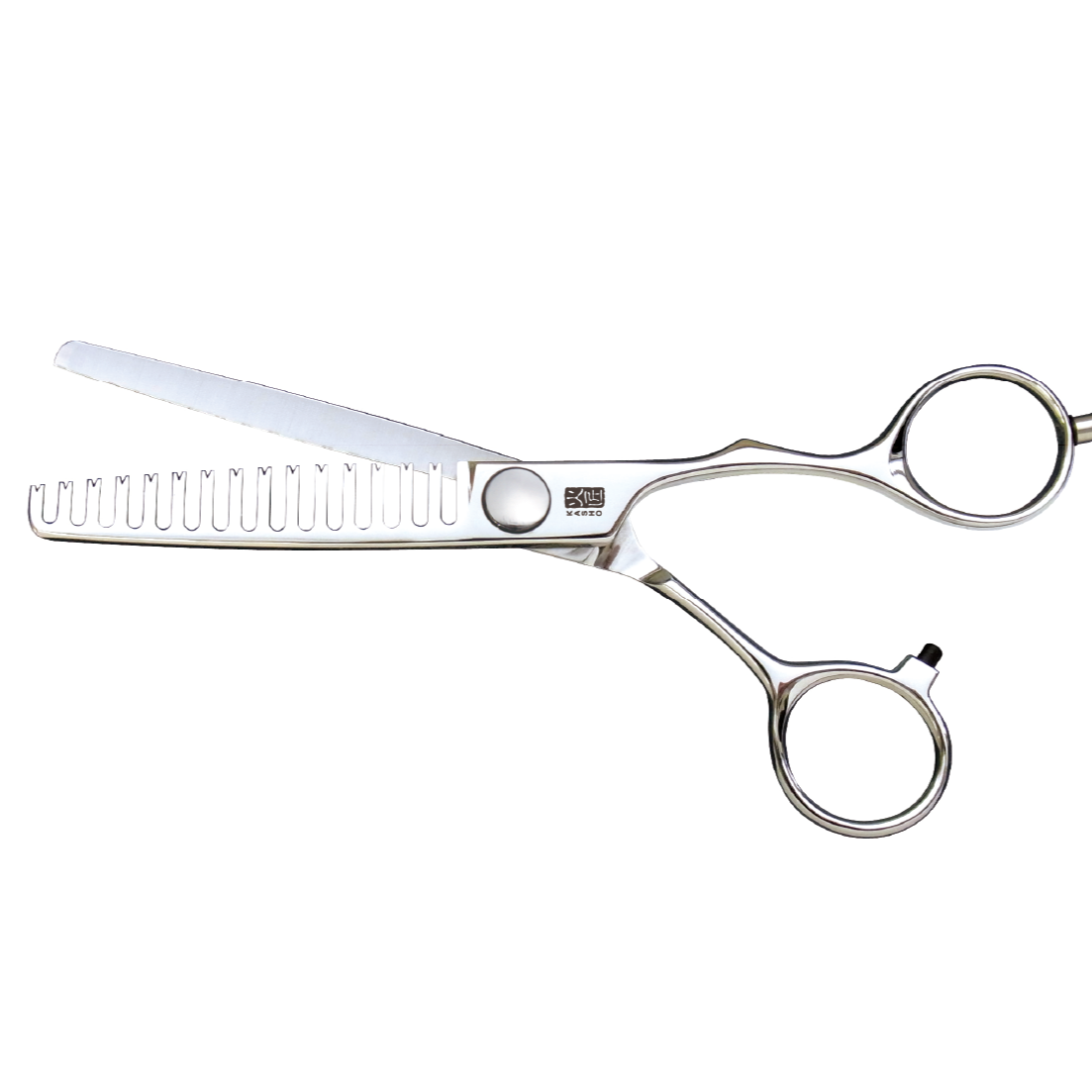 KASHO Design Master 6-inch Offset Texturizing Shear with 15 teeth, VG‑10W steel, mirror-polished finish, ergonomic handle