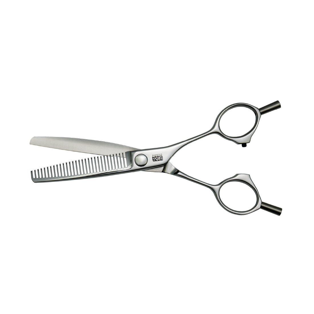 KASHO Left-Handed Reversible Texturizer – 6.0-inch, 30 teeth, VG-10W steel, satin finish, offset ergonomic handle